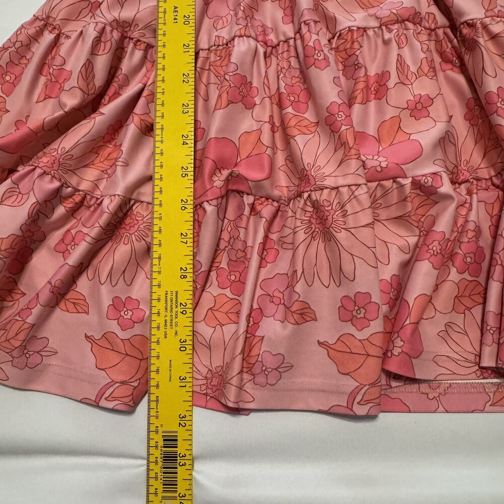 SMITH & QUINN High smocked/ruffled split 60’s Retro Pink Floral Dress Size XSm - Picture 9 of 14